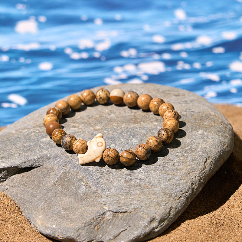 Buddhist Blessing Natural Various Stones Dolphin Spiritual Balance Bracelet