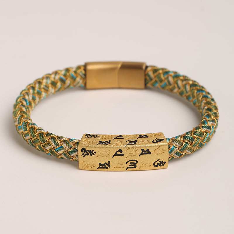 Buddhist Blessing Tibetan Om Mani Padme Hum Various Colors Rope Gold Thread Diamond Knot Luck Buckle Bracelet