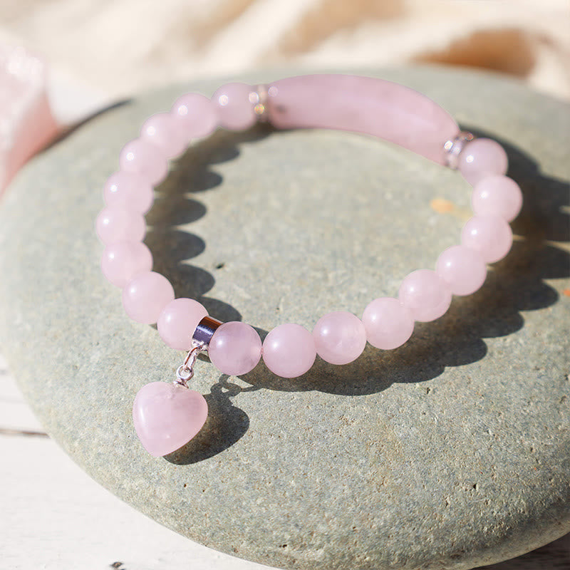 Buddhist Blessing Natural Quartz Love Heart Healing Beads Bracelet