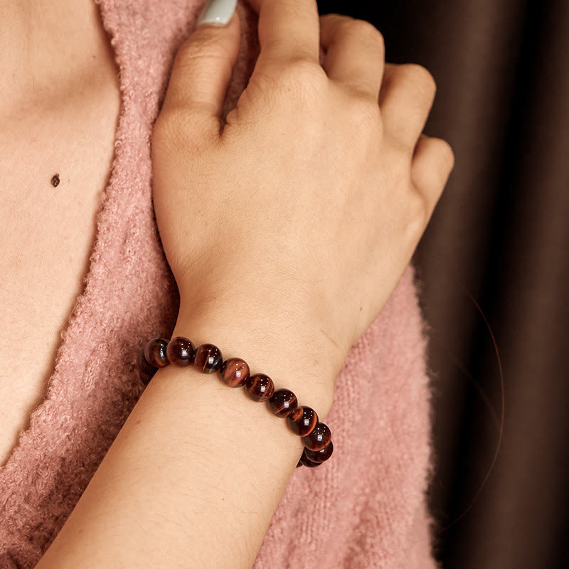 Buddhist Blessing Natural Tiger Eye Healing Bead Bracelet