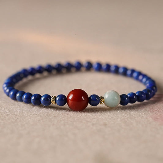 Buddhist Blessing Small Lazurite Agate Ultra-thin Beads Positive Bracelet