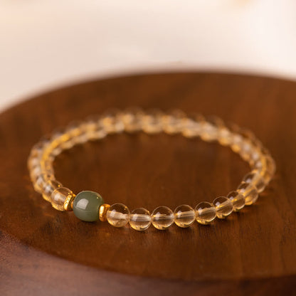 Buddhist Blessing Small Citrine Jade Beads Prosperity Bracelet