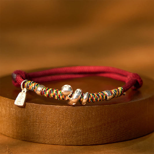 Buddhist Blessing 999 Sterling Silver Year Of Snake Red String Happiness Protection Braided Bracelet