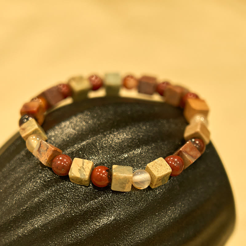 Buddhist Blessing Shoushan Stone Red Agate Prosperity Bracelet