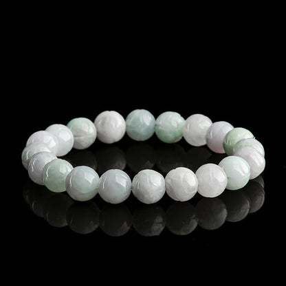 Buddhist Blessing Natural Jade Lotus Carving Prosperity Bracelet