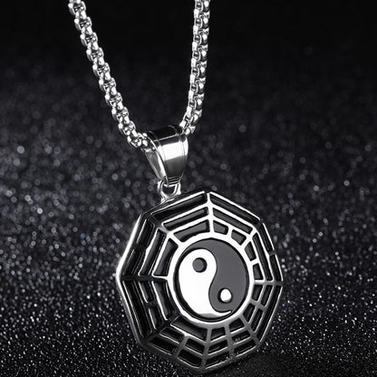 Buddhist Blessing Titanium Steel Bagua Yin Yang Pattern Balance Necklace Pendant