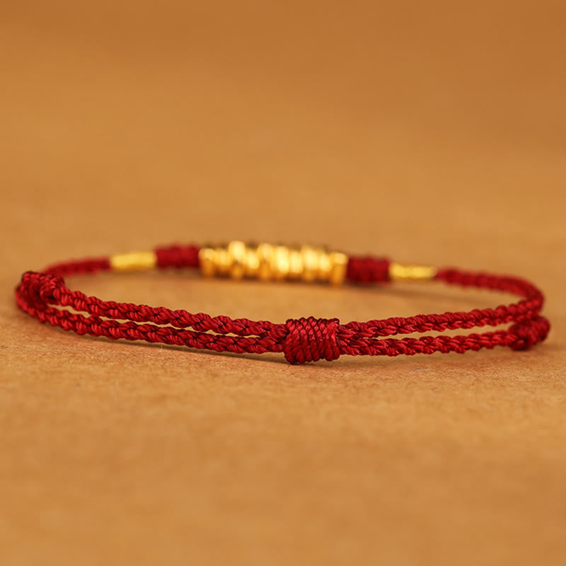 Buddhist Blessing 999 Gold Small Pieces String Protection Luck Ultra-Thin Braided Bracelet