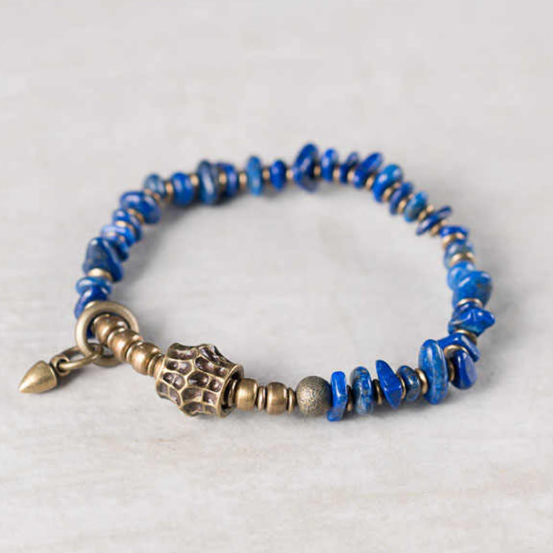 Buddhist Blessing Vintage Irregular Shape Design Lazurite Positive Bracelet