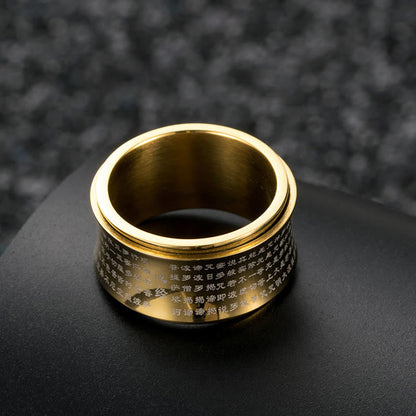 Buddhist Blessing Tibetan Miniature Scriptures Heart Sutra Titanium Steel Spinner Balance Ring