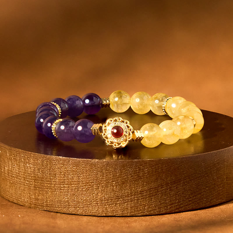 Buddhist Blessing Citrine Amethyst Pleasure Bracelet