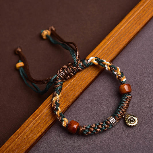 Buddhist Blessing Tibetan Bone Beads Luck Rope Bracelet