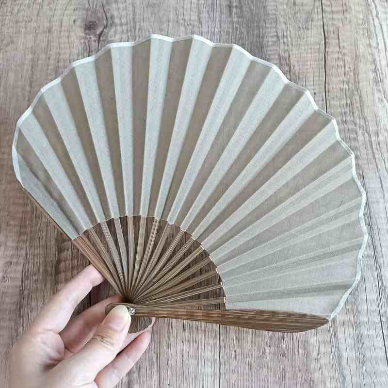 Buddhist Blessing Retro Solid Color Shell Shape Handheld Bamboo Folding Fan