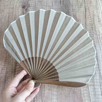 Buddhist Blessing Retro Solid Color Shell Shape Handheld Bamboo Folding Fan