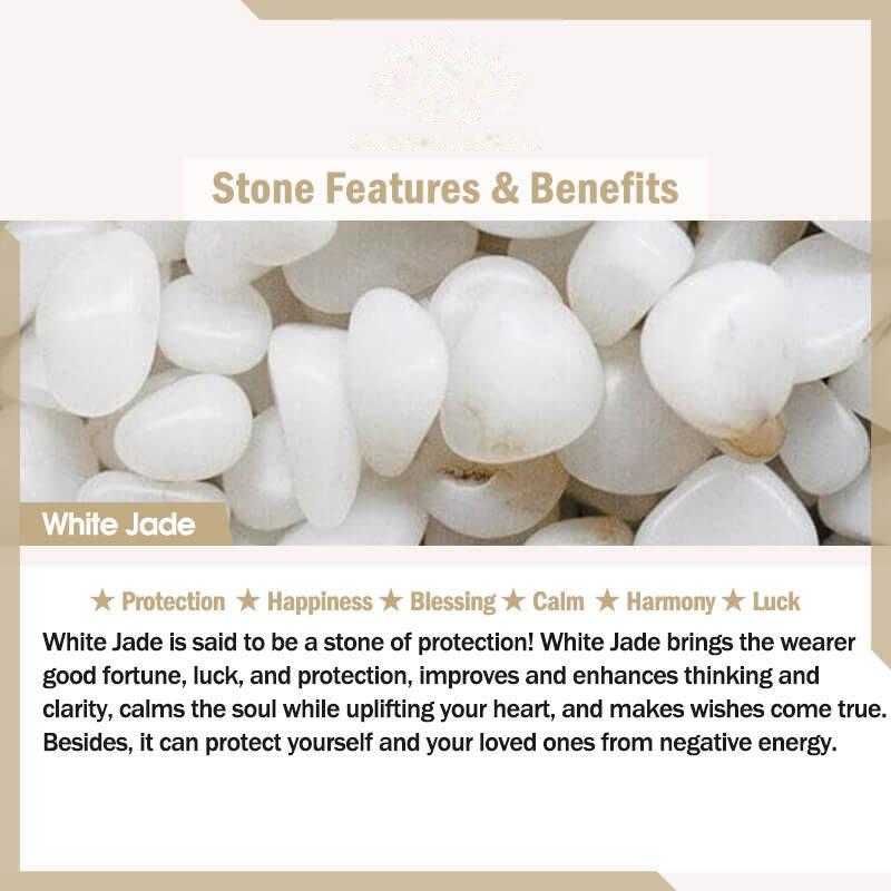 Buddhist Blessing Natural White Green Jade Luck Prosperity Bracelet Bangle