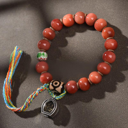 Buddhist Blessing Vintage Tibetan Camel Bone Tassel Luck Bracelet