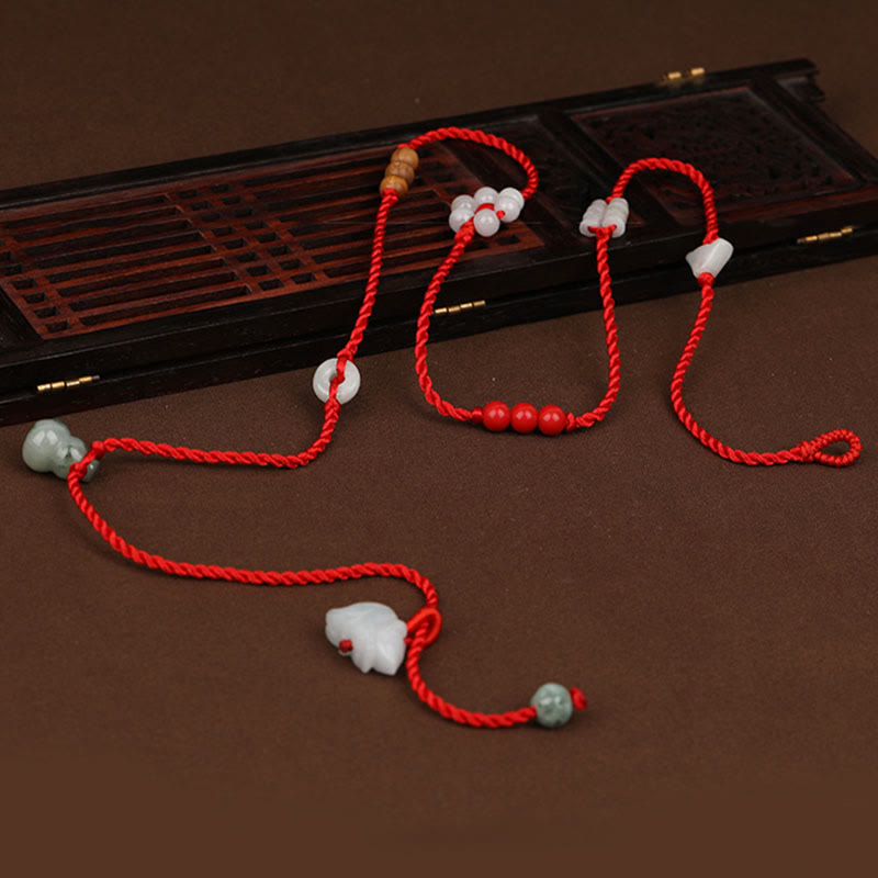 Buddhist Blessing Chinese Zodiac Peach Wood Blessing Red String Belly Chain