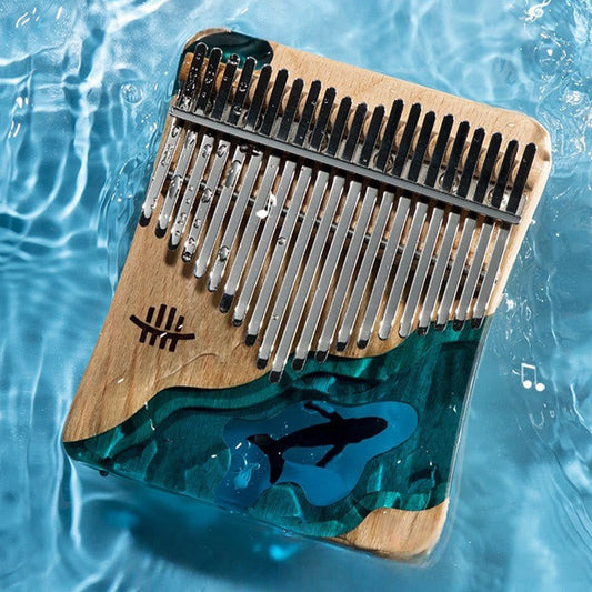 Buddhist Blessing Kalimba 17/21 Keys Thumb Piano Beech Wood Deep Sea Blue Whale Portable Finger Piano