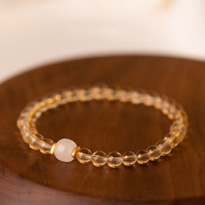 Buddhist Blessing Small Citrine Jade Beads Prosperity Bracelet