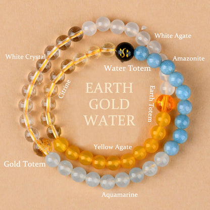 Buddhist Blessing Five Elements Various Crystal Agate Strawberry Quartz Wisdom Bracelet