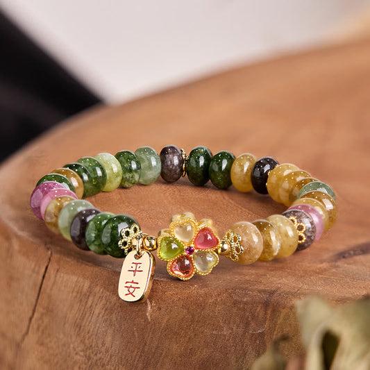 Buddhist Blessing Tourmaline Jade Safe And Well Love Bracelet