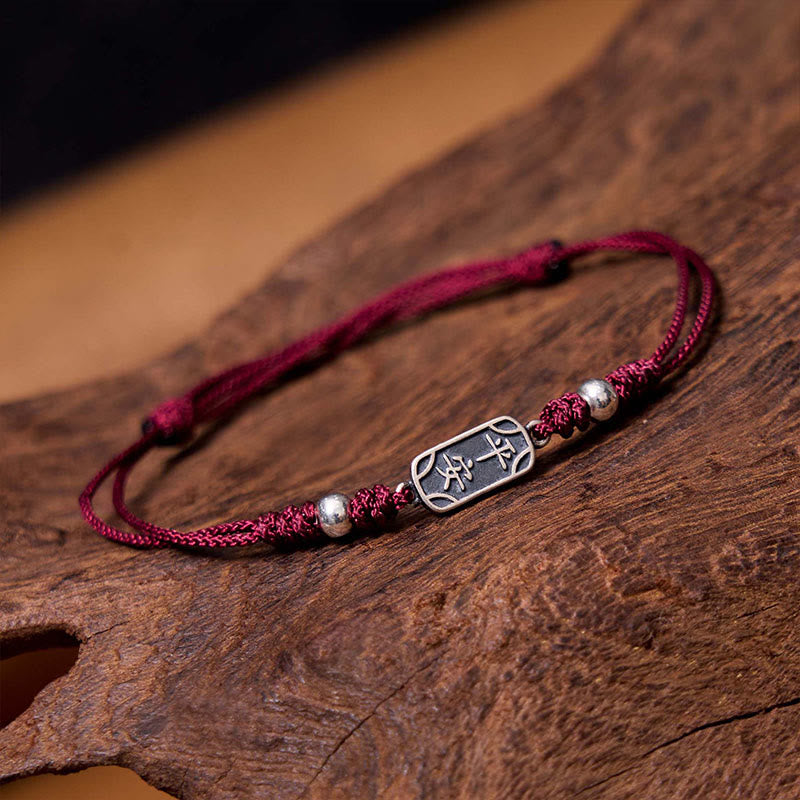Buddhist Blessing Handmade 925 Sterling Silver Peace And Joy Safe Well Protection Braided Bracelet