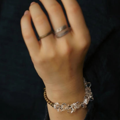 Buddhist Blessing Irregular White Crystal Copper Clarity Bracelet