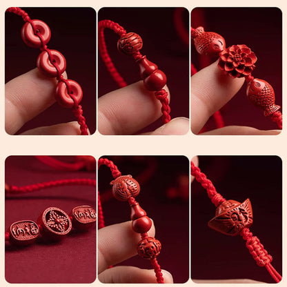 Buddhist Blessing Natural Cinnabar Calm Blessing Red String Belly Chain