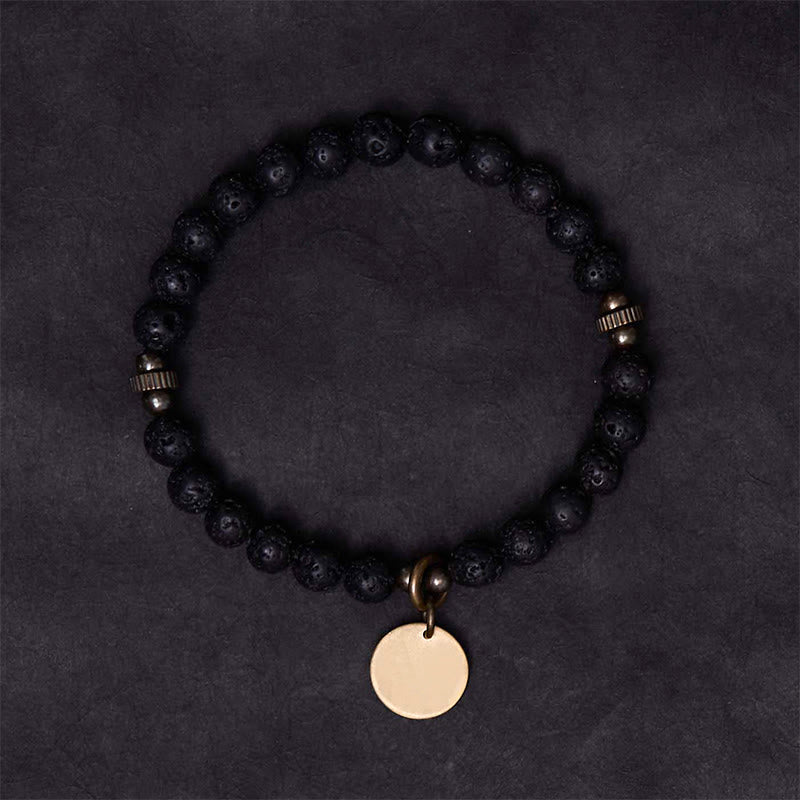 Buddhist Blessing Natural Lava Rock Beads Calm Support Healing Bracelet