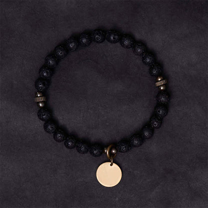 Buddhist Blessing Natural Lava Rock Beads Calm Support Healing Bracelet