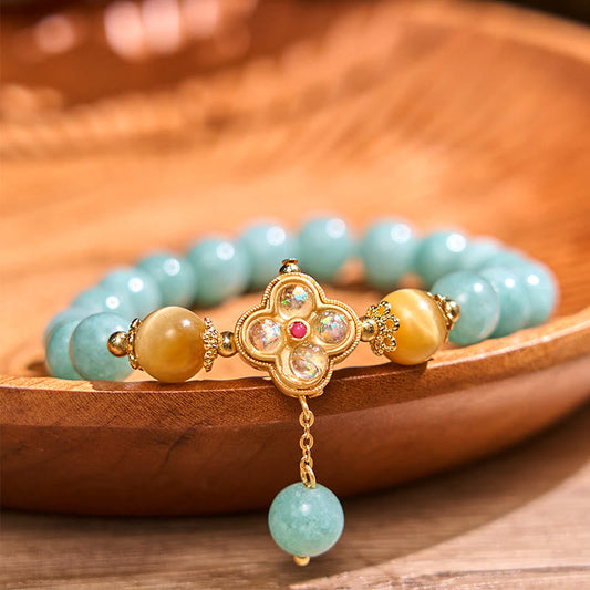 Buddhist Blessing Jade Yellow Tiger Eye Prosperity Bracelet