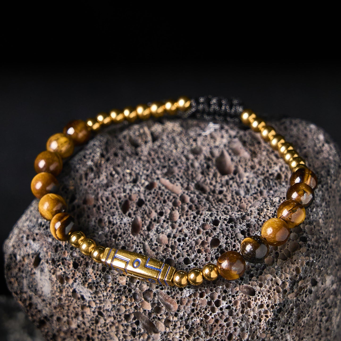 Buddhist Blessing Cute Bone Pattern Tiger Eye Courage Beads Bracelet