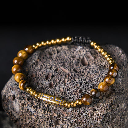 Buddhist Blessing Cute Bone Pattern Tiger Eye Courage Beads Bracelet