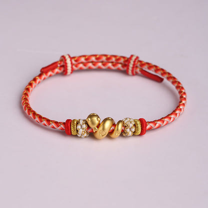 Buddhist Blessing 999 Sterling Silver Gradient Red String Year Of The Snake Luck Braided Bracelet