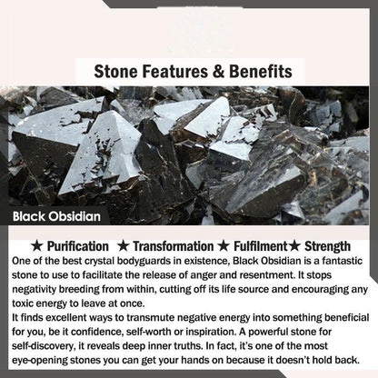 Buddhist Blessing Black Obsidian Silver Sheen Obsidian Lion Strength Bracelet