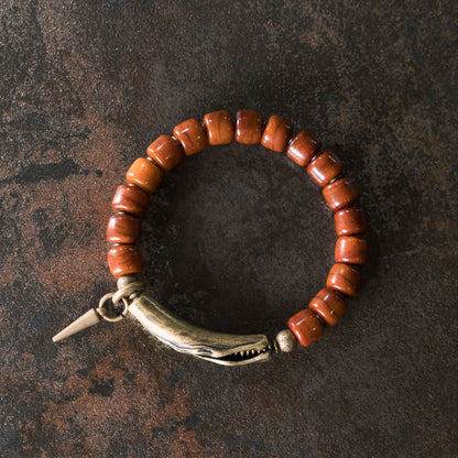 Buddhist Blessing Bone Beads Copper Cone Pendant Strength Bracelet