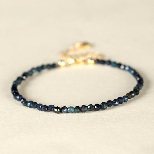 Buddhist Blessing Indicolite Tourmaline Copper Beads Wisdom Bracelet