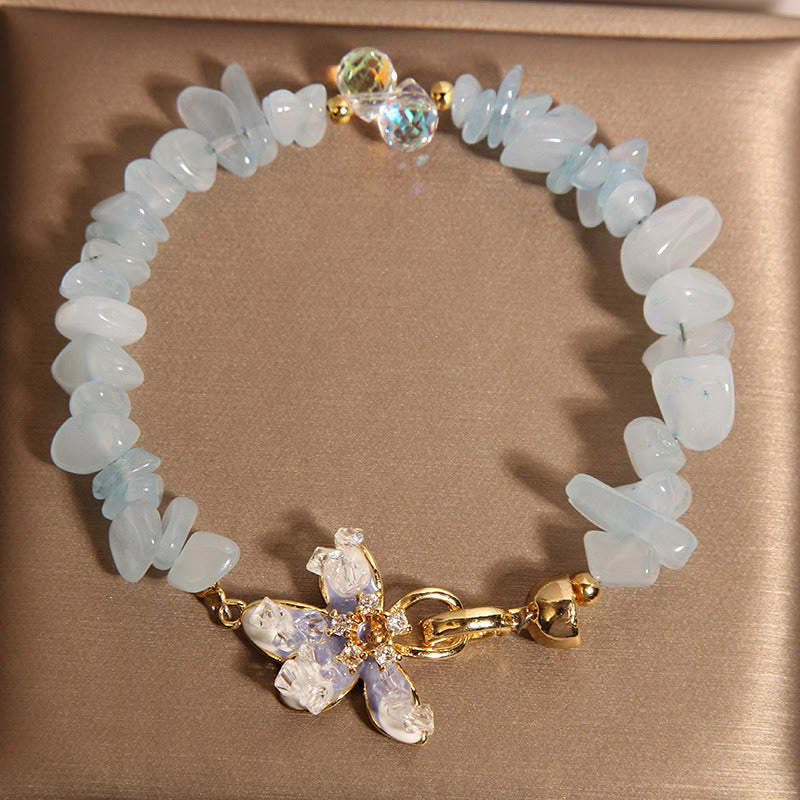 Buddhist Blessing Natural Irregular Gravel Amethyst Blue Crystal Wisteria Balance Bracelet