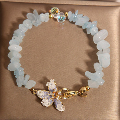 Buddhist Blessing Natural Irregular Gravel Amethyst Blue Crystal Wisteria Balance Bracelet