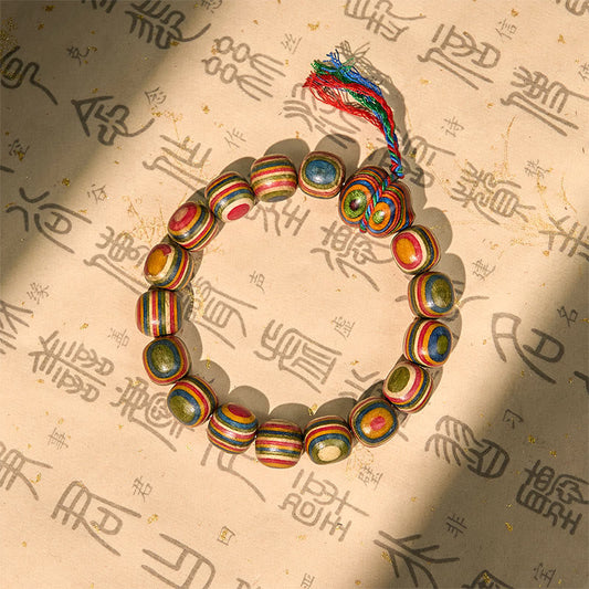 Buddhist Blessing Colorful Rainbow Eucalyptus Gourd Positive Bracelet