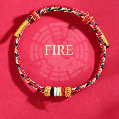Buddhist Blessing Five Elements Colorful String Completeness Knot Reef Knot Braid Luck Bracelet