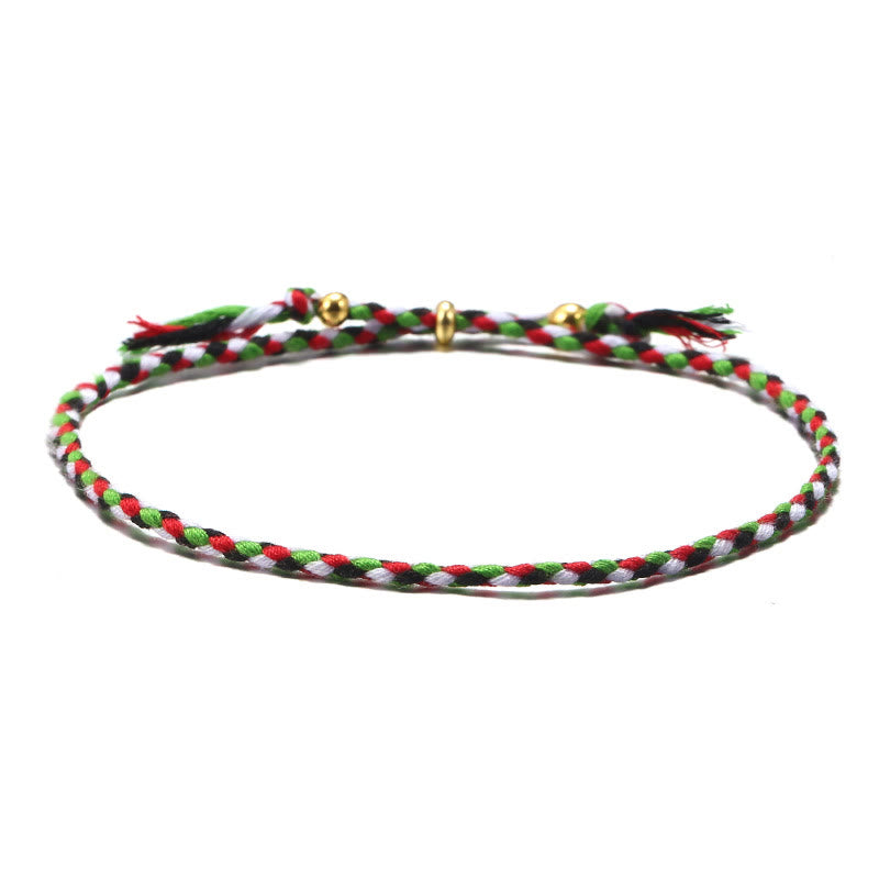 Buddhist Blessing Handmade Colorful Rope Braided Tassel Adjustable Harmony Bracelet