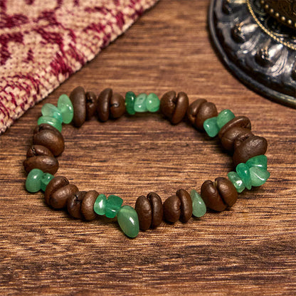Buddhist Blessing Handmade Natural Coffee Beans Amethyst Citrine Amazonite Irregular Crystal Bracelet