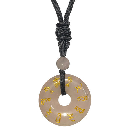 Buddhist Blessing Green Tara Mantra Natural Various Crystal Black Obsidian Fulfilment Necklace Pendant