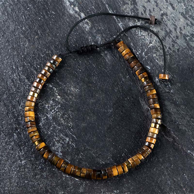 Buddhist Blessing Natural Tiger Eye Spacer Bead Courage Bracelet