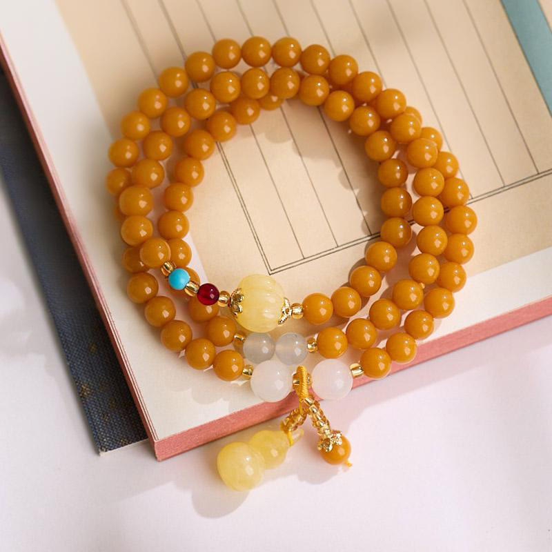 Buddhist Blessing Amber Gourd Multilayer Confidence Bracelet