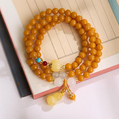 Buddhist Blessing Amber Gourd Multilayer Confidence Bracelet