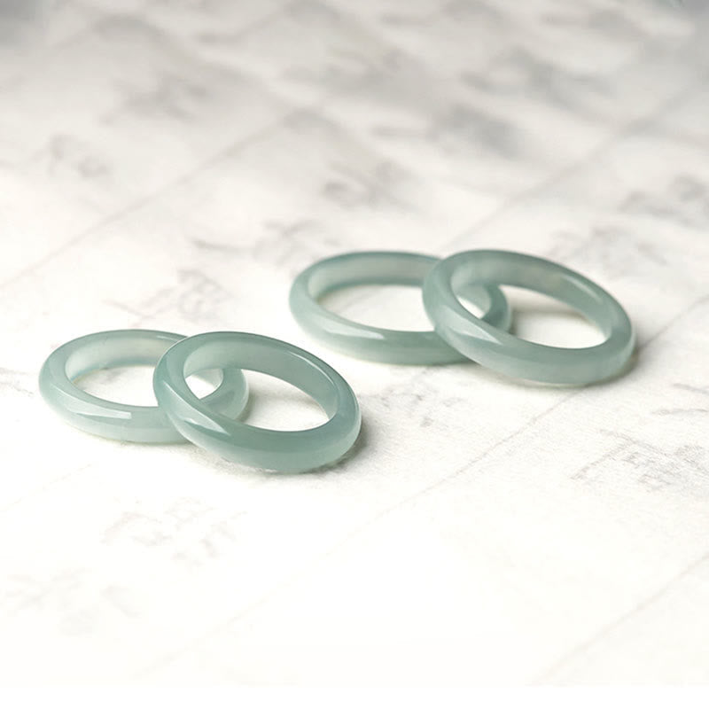 Buddhist Blessing Natural Jade Prosperity Luck Ring