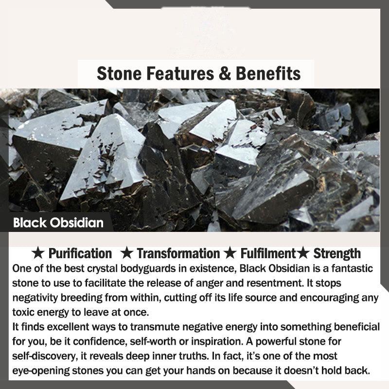 Buddhist Blessing Fortune-gathering Mantra Natural Various Crystal Black Obsidian Fulfilment Necklace Pendant