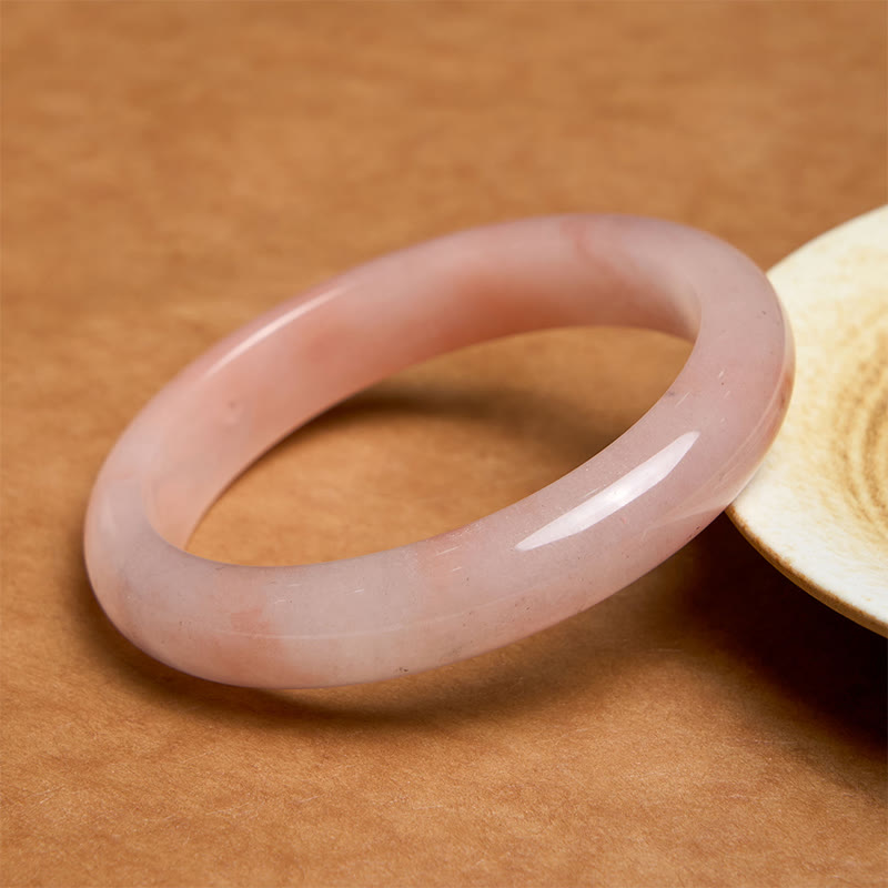 Buddhist Blessing Pink Golden Silk Jade Wealth Luck Bracelet Bangle