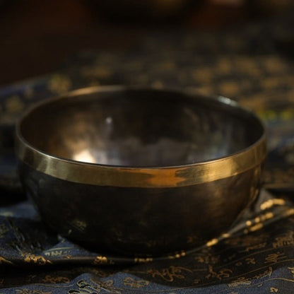 Buddhist Blessing Handmade Nepal Singing Bowl Simple Pattern for Healing and Meditation Sound Bowl Set